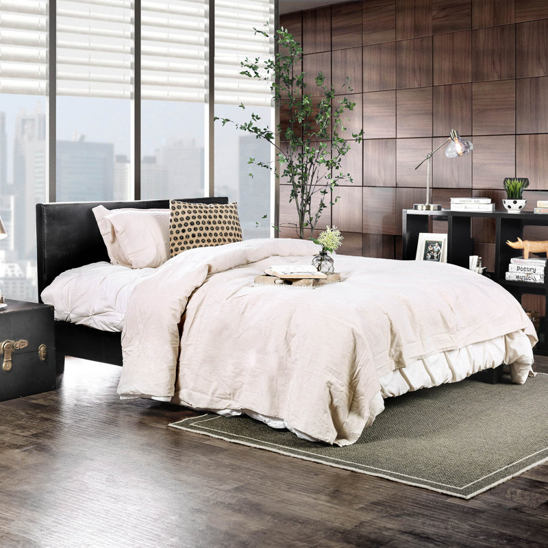 Morgana Vegan Leather Platform Bed, California King, Black