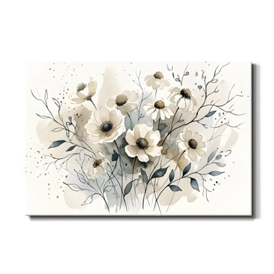 Pastel Floral Bouquet Soft Watercolor Soft Canvas Wall Art, 24" x 36" Gallery Wrapped Canvas Print, Pastel Pink Floral Wall Decor for Bedroom, Dressing Room & Bathroom
