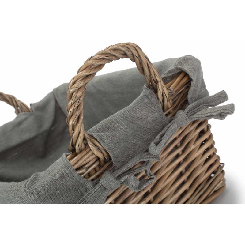 Lily Manor Wicker Handled Storage Basket with Lining, 22cm H x 34cm W x 24cm D