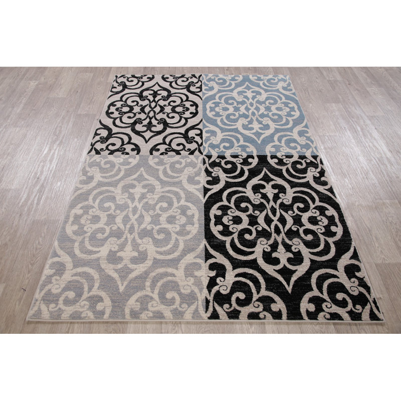 Tapis noir/beige zone Bertie