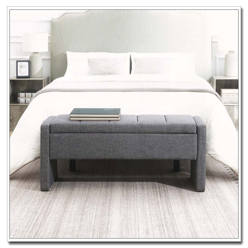 Banc de lit moderne avec rangement, Gris foncé