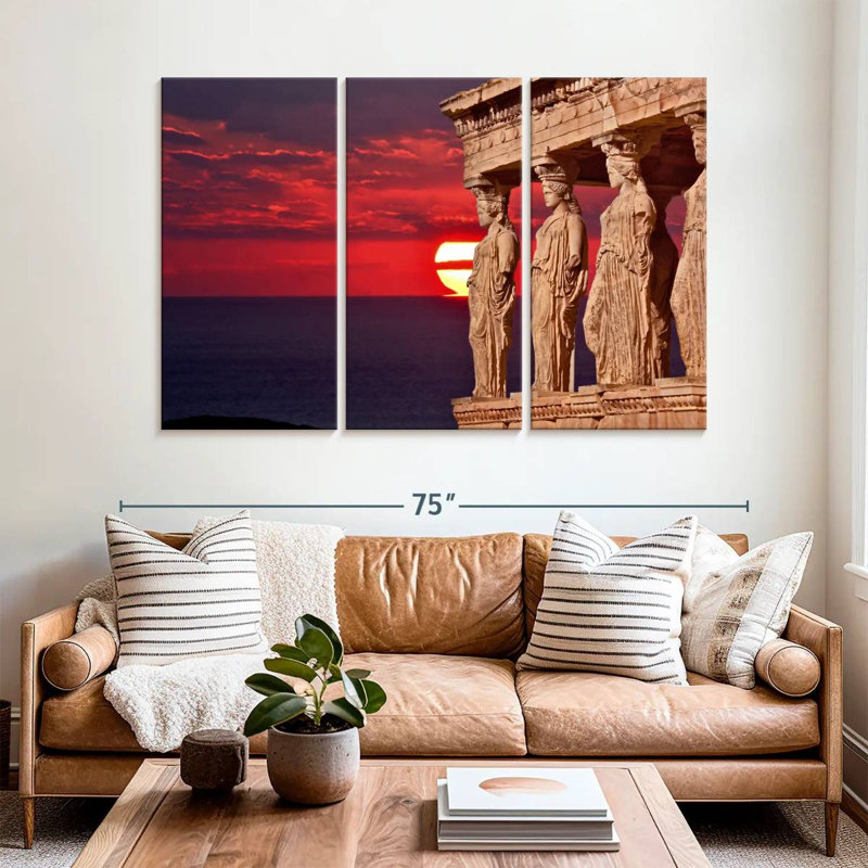 Lilie Caryatids Against Sunset, 42" H x 65" W