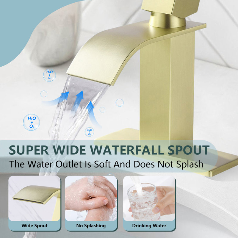 Single Hole Bathroom Faucet, Brushed Gold