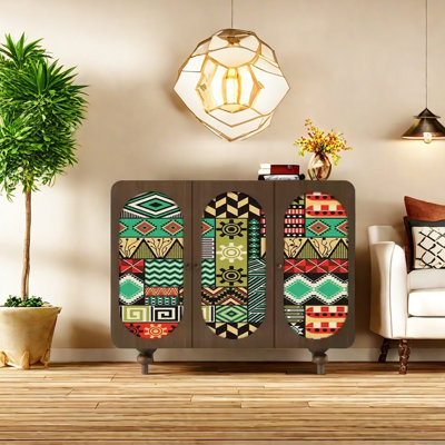 Art pattern solid wood multi-purpose sideboard