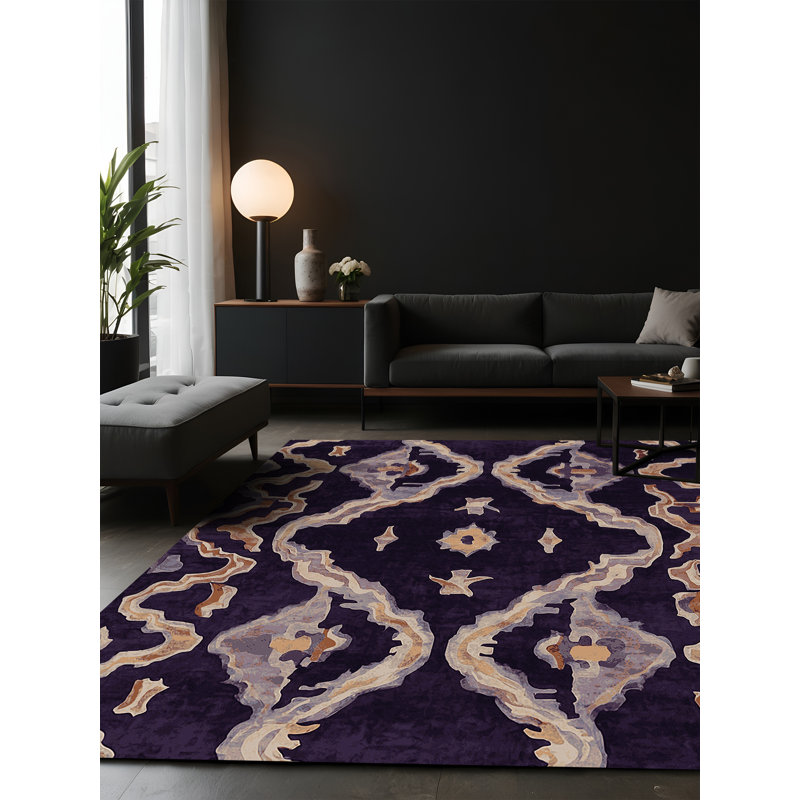 Tapis mauve soyeux et moelleux, Tapis de couloir 2 pi x 4 pi