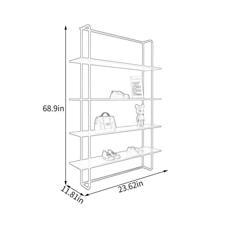 Metal Minimalist Display Shelf, (4 Shelves) 68.9"H x 23.62"W x 11.81"D
