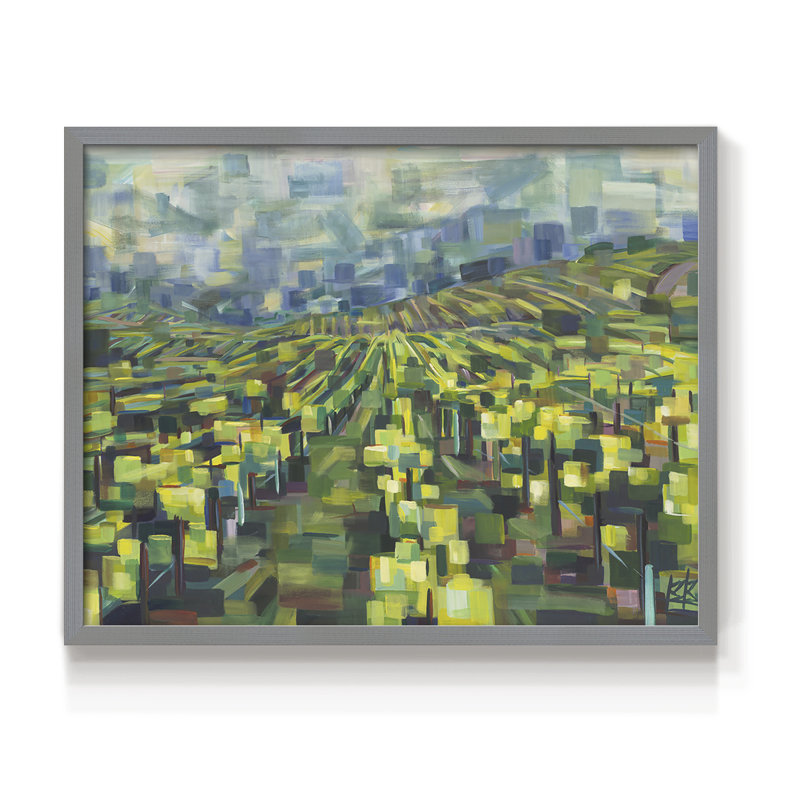 Vignes jaunes pour toujours - impression encadrée - réarmable, Gris, H 16 po x l 20 po
