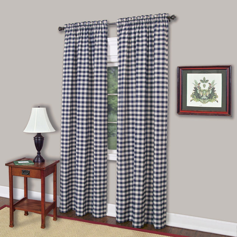 Draves Semi Sheer Curtain Pair, Navy