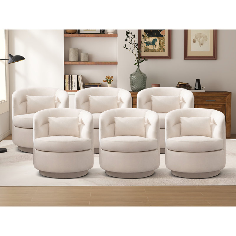 Fauteuil demi-tonneau pivotant ultra doux de 29 po de largeur avec coussin, Beige