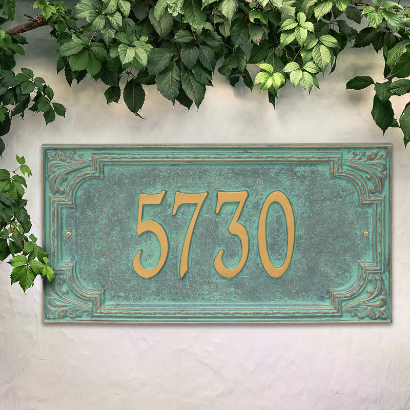 Signature Series 1-Line Wall Address Plaque, Verdigris, Bronze, Yes