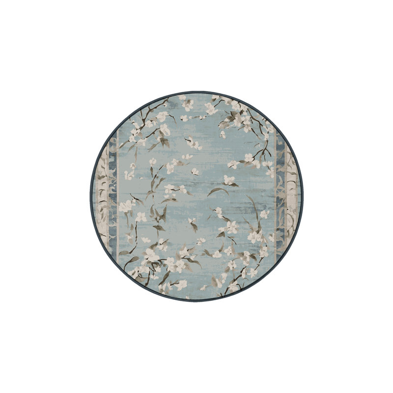Machine Washable Gray Area Rug, Round 8'