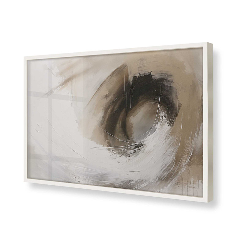 Tornade taupe, Cadre simple blanc opaque, H 25 po x l 37 po