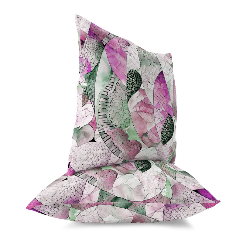 Purple and Green Abstract Square Indoor/Outdoor Pillow