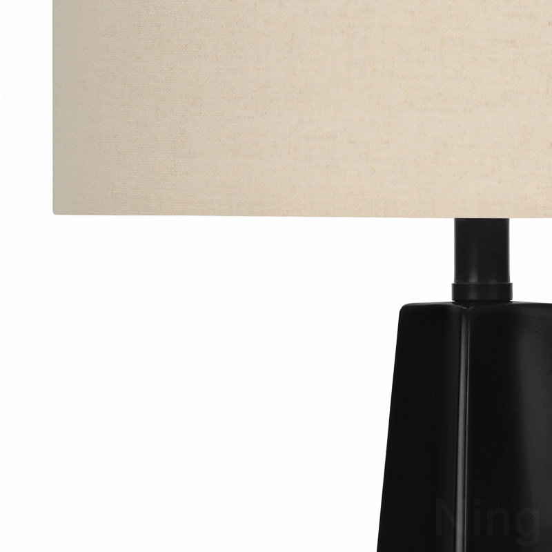 Lampe de table - H 27 po, résine noire, abat-jour beige