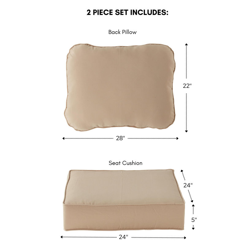 Ensemble de coussins de siège d'extérieur 2 pièces, Pierre
