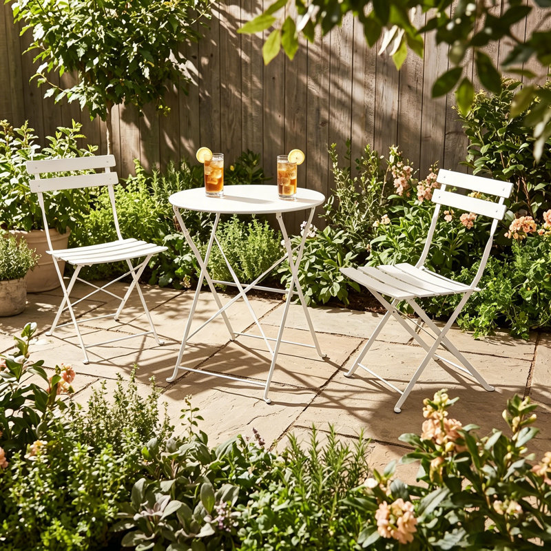 Olilawn Halloween Outdoor Set, 3-piece Folding Outdoor Patio Furniture Set, White