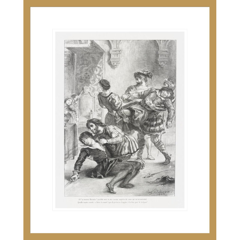 Mort d’Hamlet (Act. V. Sc. II) (la mort de Hamlet) de Shakespeare’s Hamlet par Eugène Delacroix, impression giclée sur cadre