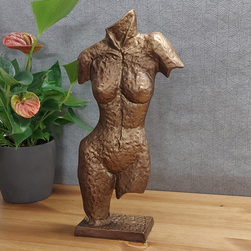 Bumpy TORSO SCULPTURE Aluminium Ornament 38cm, Mocha