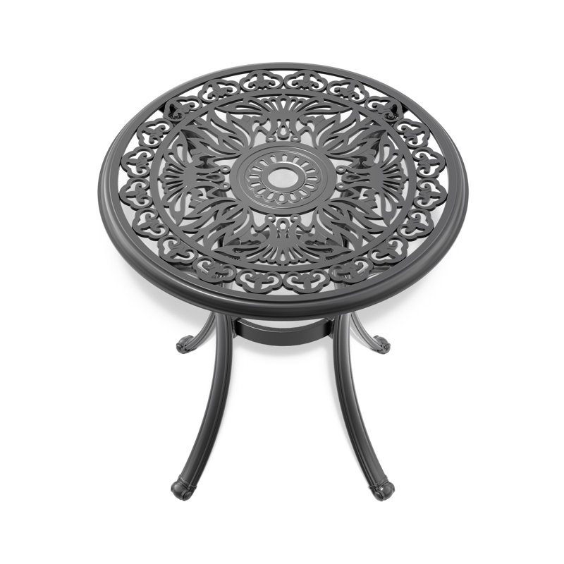 Cast Aluminum Patio Dining Table With Frame And Umbrella Hole
