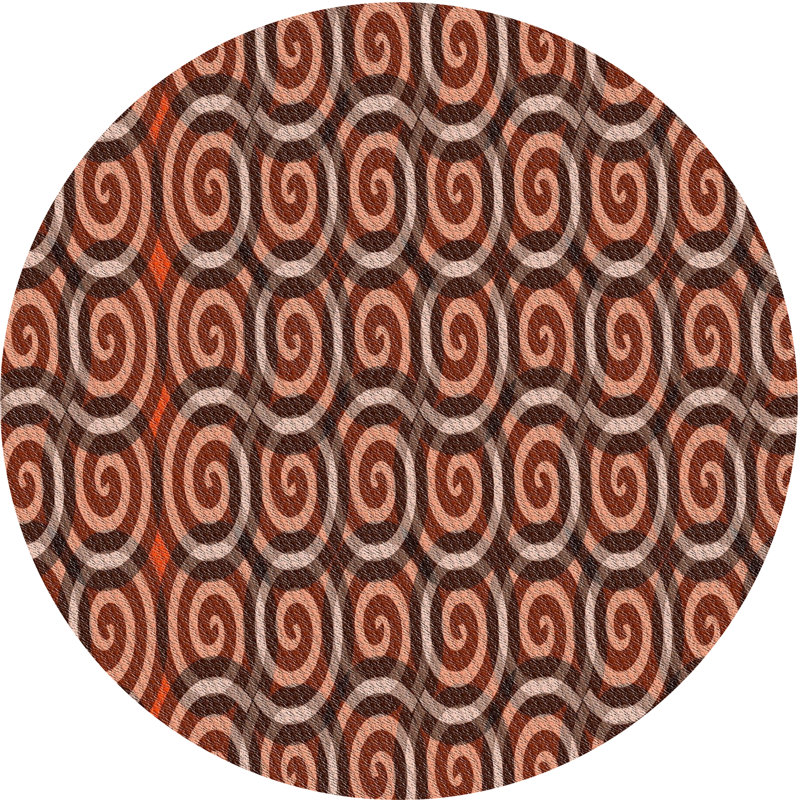 Tapis décoratif brun géométrique, Rond 4 pi