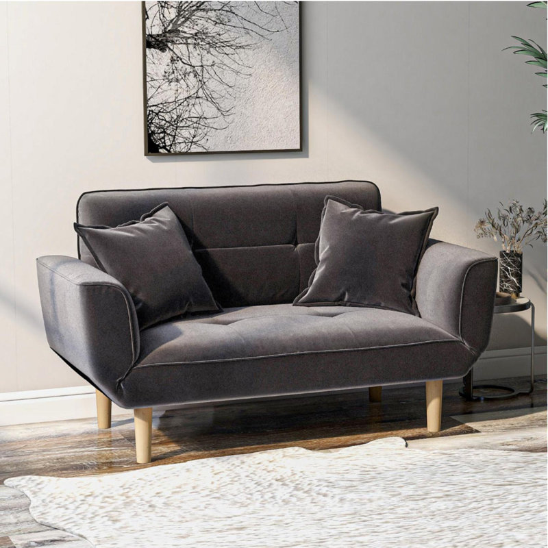 Mazelina 2 Seater Loveseat, Velvet, Grey