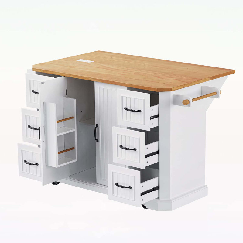 Îlot de cuisine polyvalent avec rangement abondant et design élégant pour les délices culinaires, Blanc
