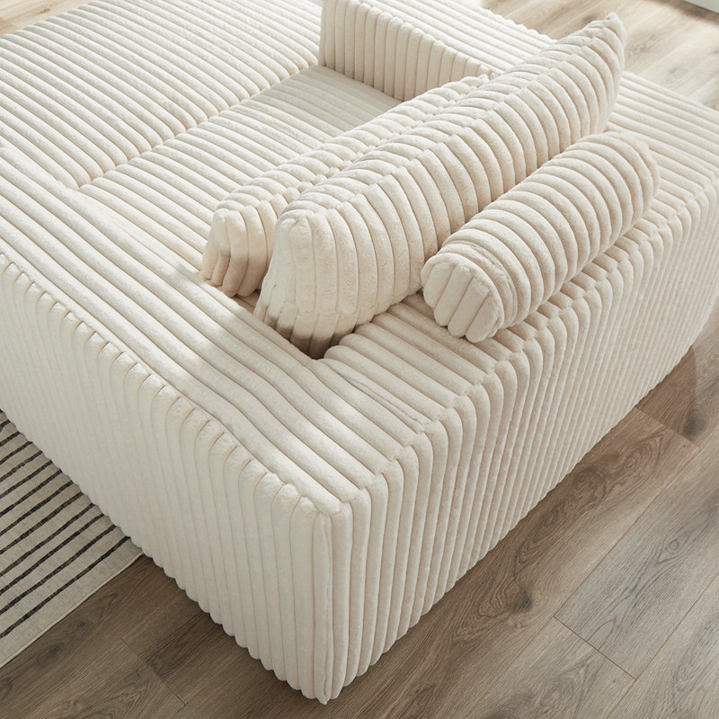 Canapé en éponge avec repose-pieds amovible Corduroy, Beige