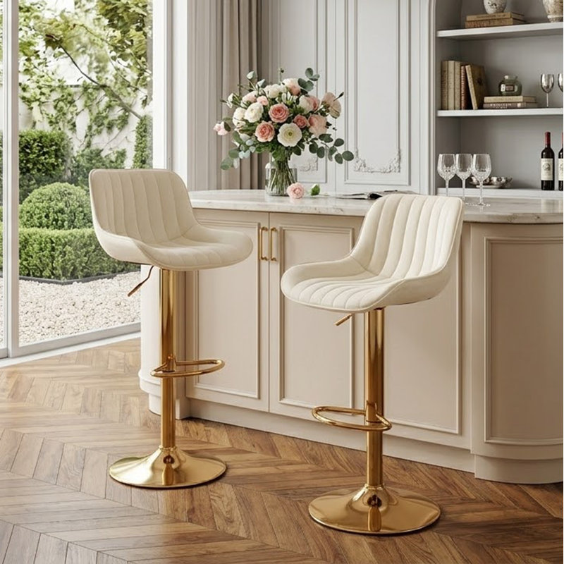 Tabouret pivotant à hauteur réglable Mitty, Ivoire