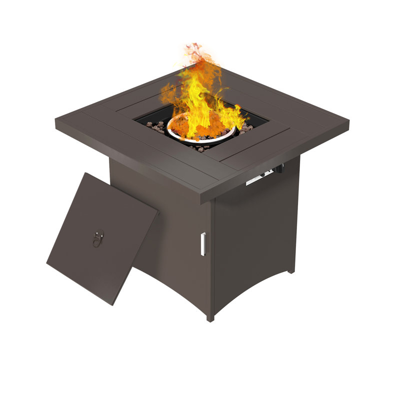 Table de foyer d'extérieur au propane en acier H 24,5 po x l 32 po