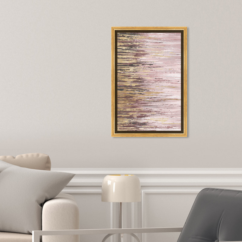 Duo de pluies abstraites II, Glam Gold - peinture, H 15 po x l 10 po, Toile encadrée d'or
