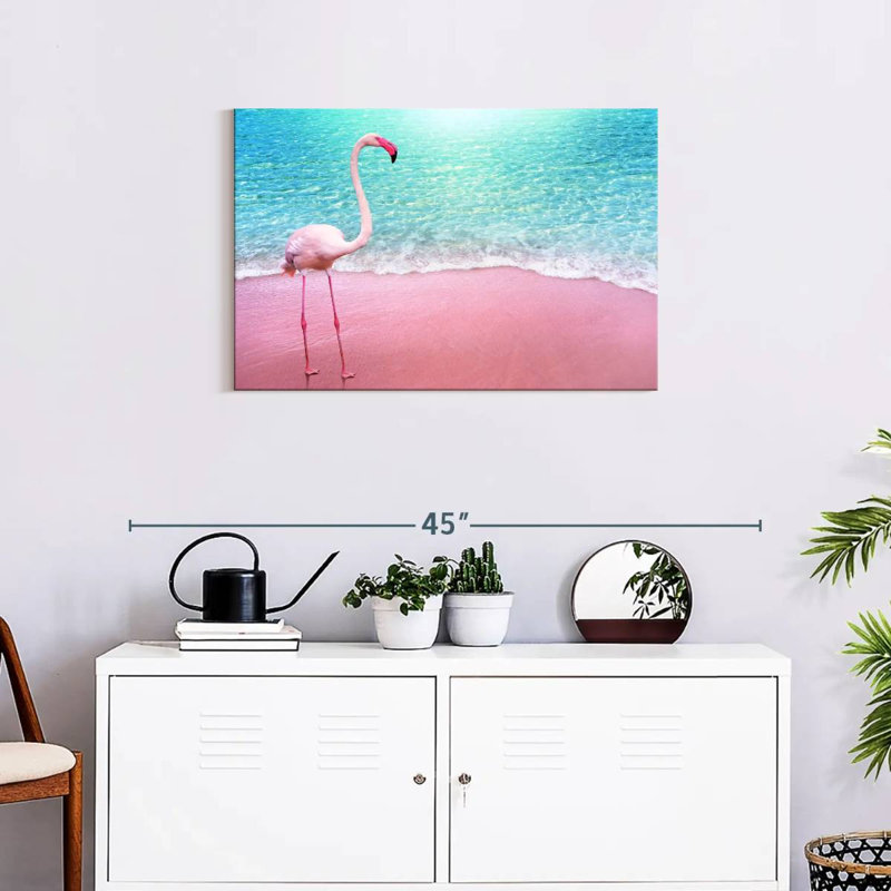 Flamant rose plage Brampt, H 20 po x l 30 po