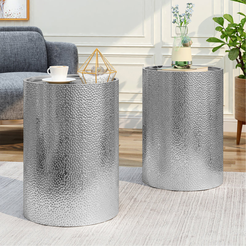 Metal Side Table, Silver