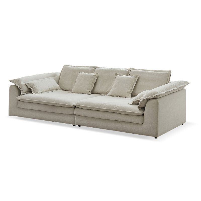 Canapé modulaire en polyester blanc crème, 4, H 35,43 po x l 118,11 po x P 47,24 po, Blanc crémeux
