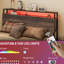 Queen Size Platform Bed Frame, Headboard With Advanced Led Lights, Charging Station & 3 Shelf, Steel Slats, Effortless Setup, Walnut Lights Space Optimization, Simple
