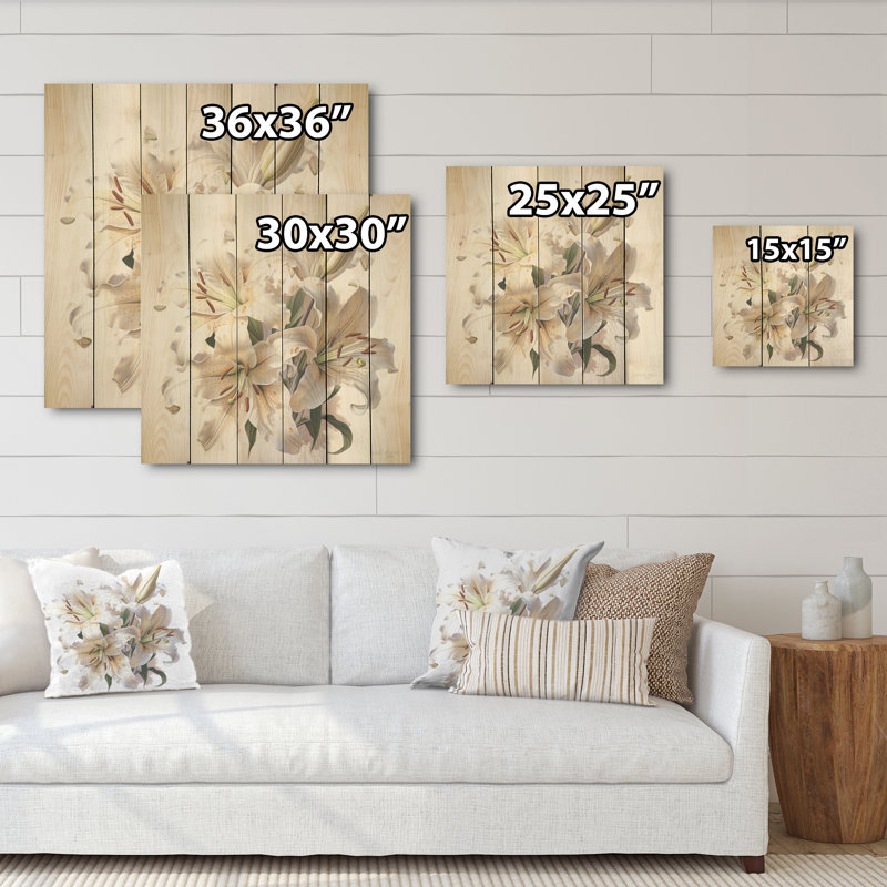 Lis Lily Blossom Ballet I - lys, art mural sur bois de pin naturel, H 36 po x l 36 po