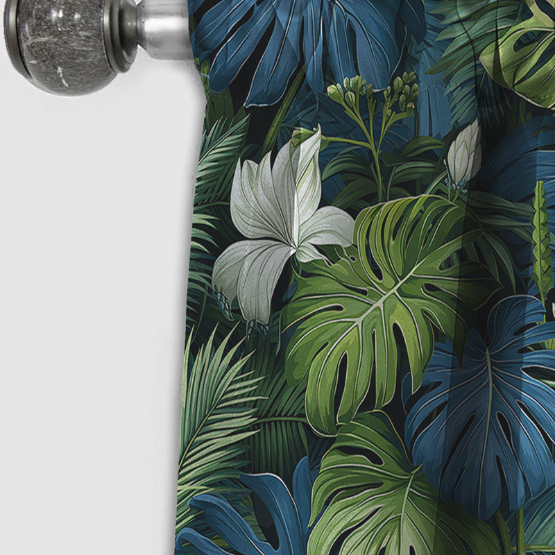 Motif tropical bleu azur et vert auvent II - Rideau occultant - 1 panneau, L 52 po x L 95 po