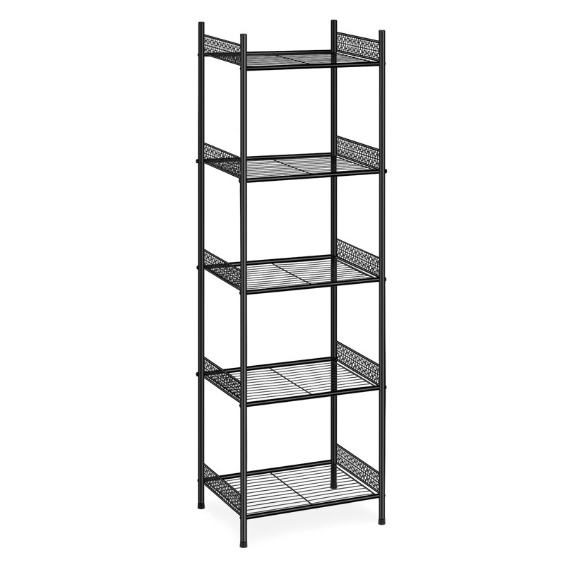 Étagère de rangement à 5 niveaux pour salle de bain, étagère grillagée robuste