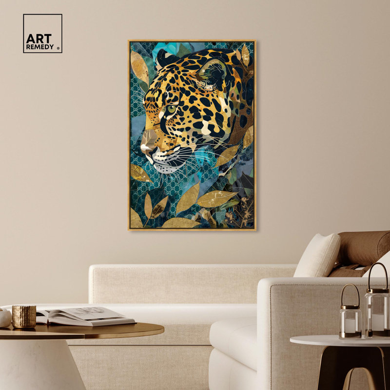 Enter Cheetah Canvas Miami Inspired Art with Gold Frame