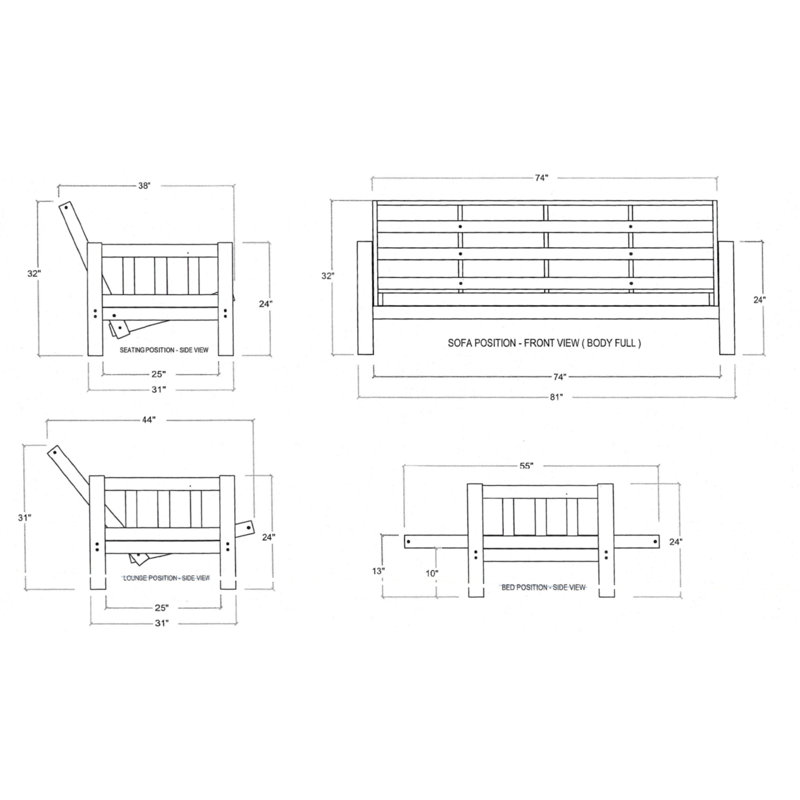 Futon double avec matelas Anders, Sentier de l'Oregon de couleur java, Naturel