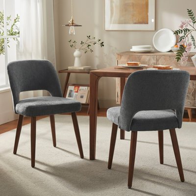 Ensemble de 2 chaises d'appoint en chenille rembourrées avec pieds en bois massif pour salle à manger