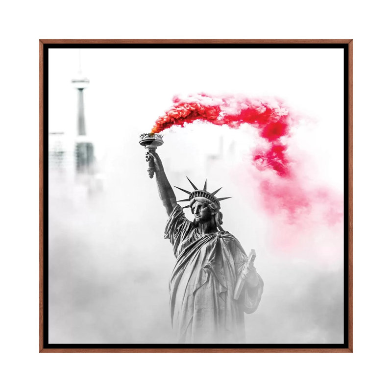 Statue Of Liberty by Paul Haag - Print on Canvas, 45.72 cm H x 45.72 cm W, Classic Brown Wood Framed