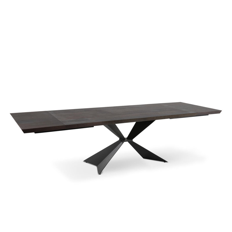 Dahndray Extendable Oak Metal Base Dining Table, Black, 76cm H x 90cm W x 160cm L