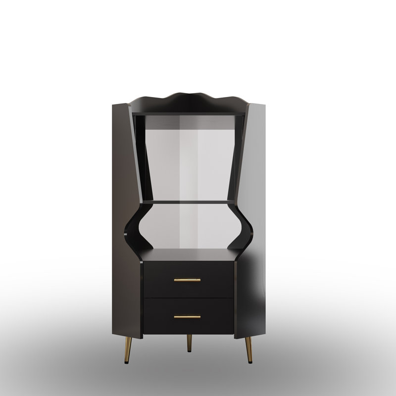 27''W Home Corner Bar Cabinet, Black