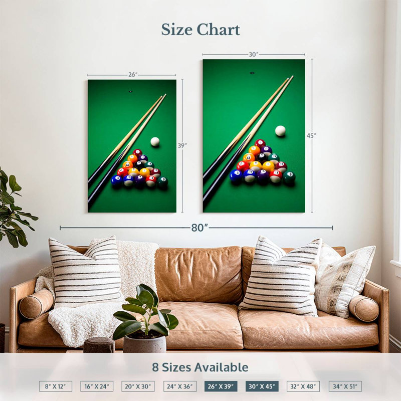 Playing Pool, 39" H x 26" W