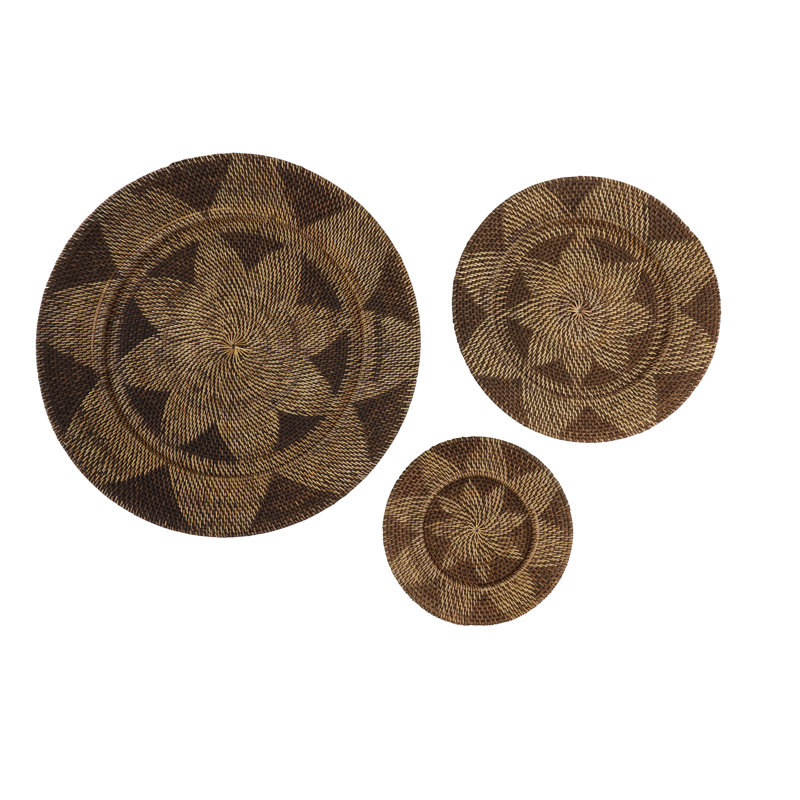 Ensemble de 3 paniers en osier, Marron foncé