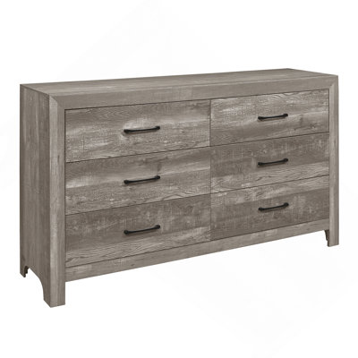 Commode de style rustique moderne avec finition grise 1 pièce et 6 tiroirs