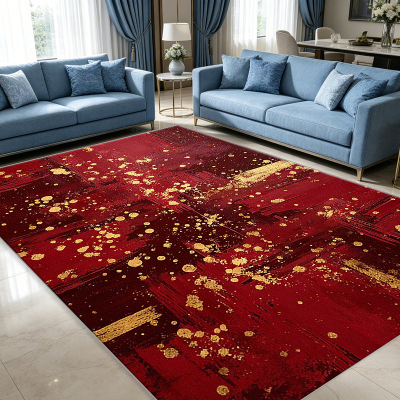 Red White Gold Abstract carpet-easy to clean, machine-washable, soft and comfortable; suitable for door mats, kitchens, living rooms, bedrooms, corridors, and laundry areas. Easy to clean, durable carpet for home decoration.