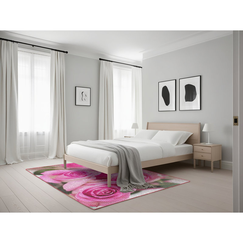 Tapis 3 zones roses rose, Rectangle 5 pi x 7 pi