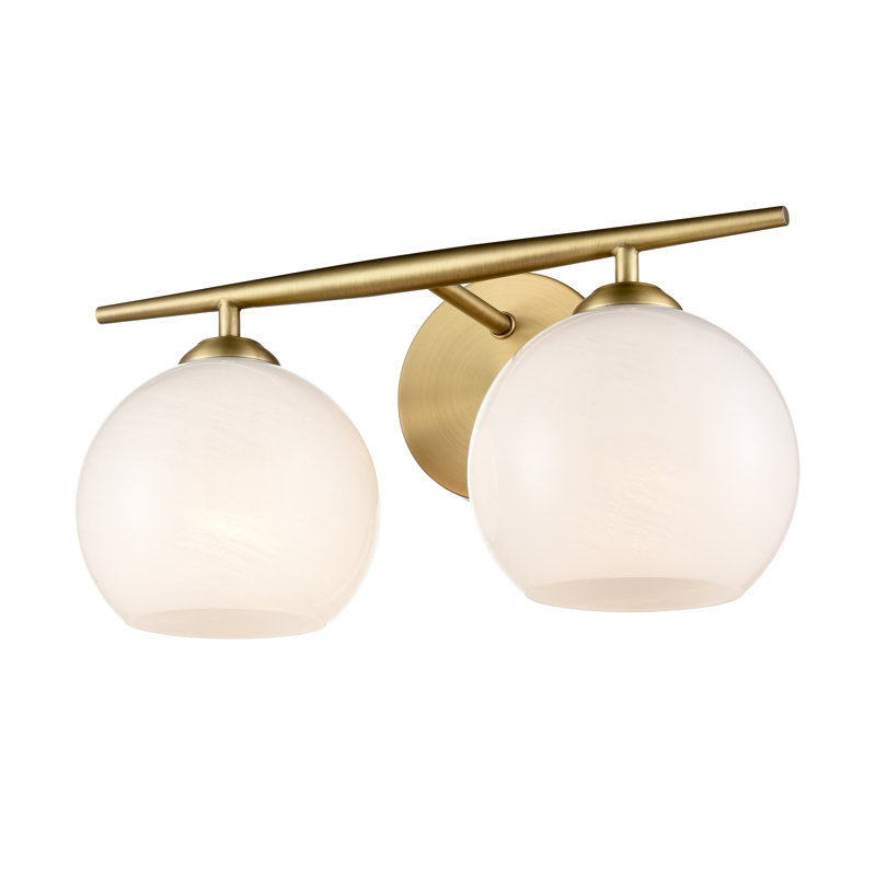 Meuble-lavabo 2 lumières avec abat-jour en verre blanc Millennium Lighting Kimorra, Laiton rétro