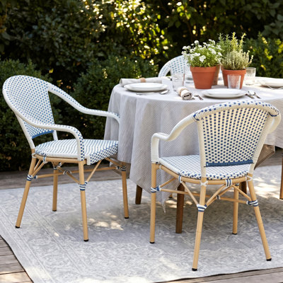 Altesa Outdoor Dining Chairs with Armrests, French Bistro Style Patio Chairs with PE Rattan for Patio Garden